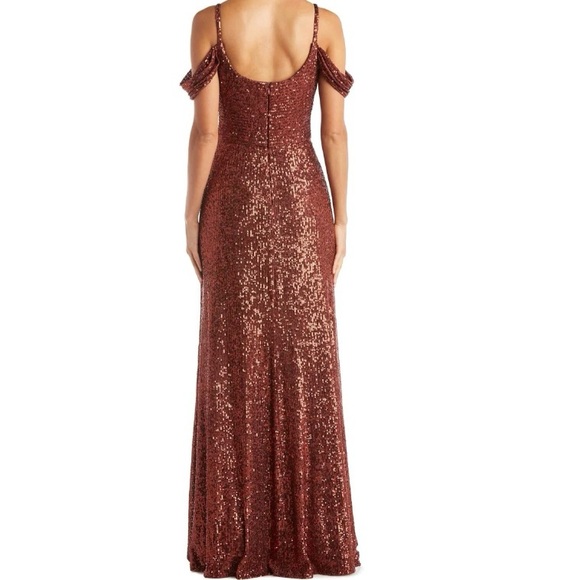 NWT Nightway Bronze Sequin Maxi Dress - Picture 4 of 10
